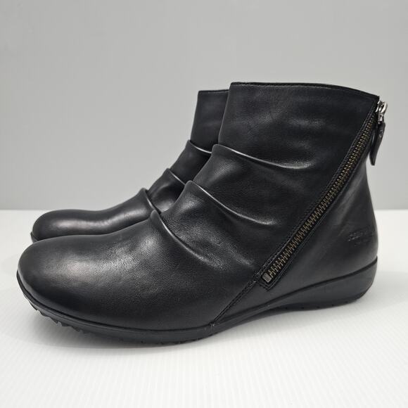 NEW Josef Seibel Naly 61 Ankle Bootie Womens EU 40 Black Leather Slouchy Casual - Picture 1 of 16